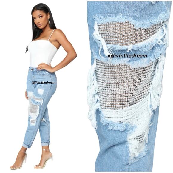 Fashion Nova Best Of You Boyfriend Jeans - Medium Blue Wash SZ 9 $55 - Picture 3 of 15